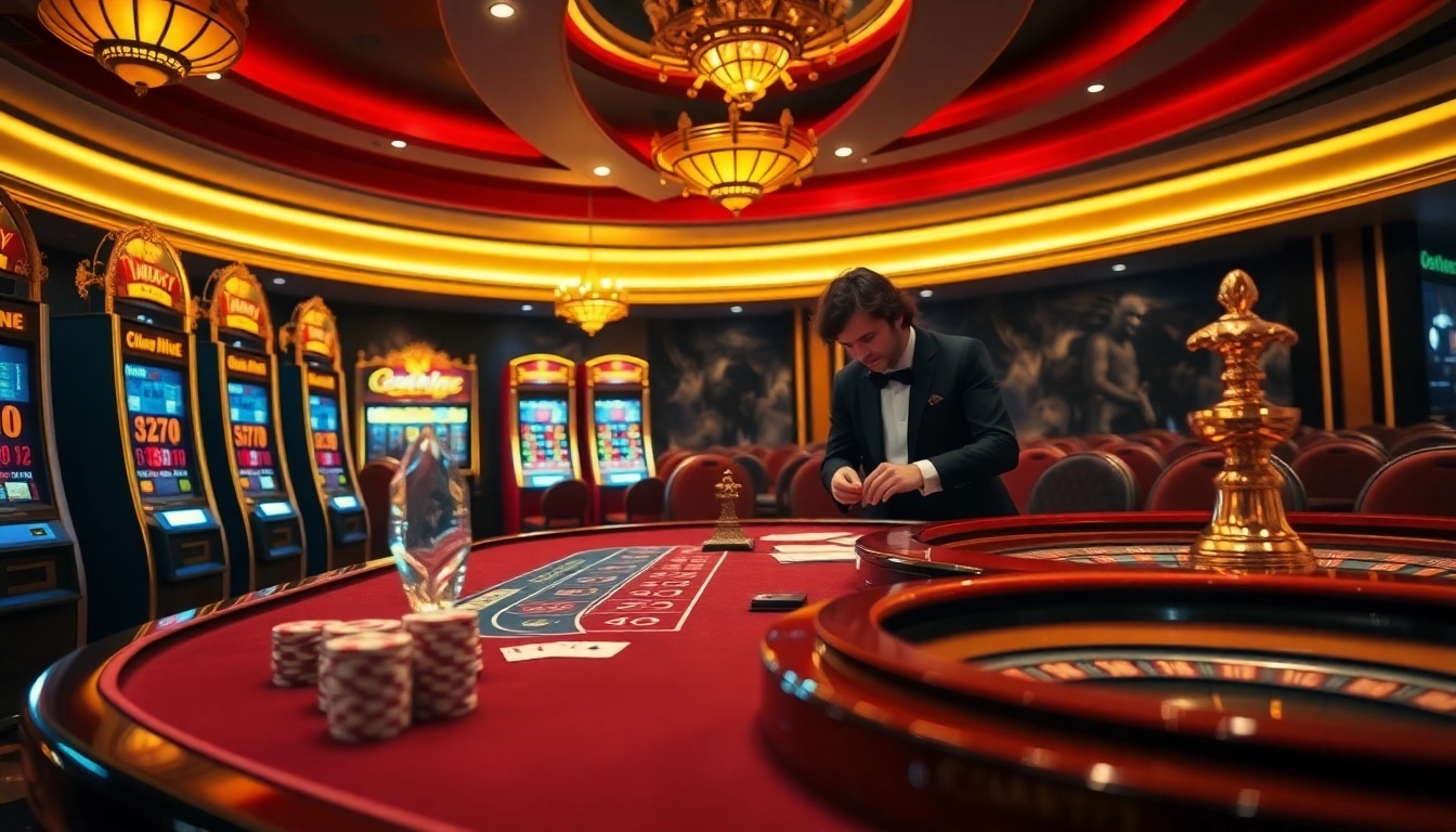 Play thrilling games at nhà cái 88vv with luxurious casino environment and vibrant slot machines.