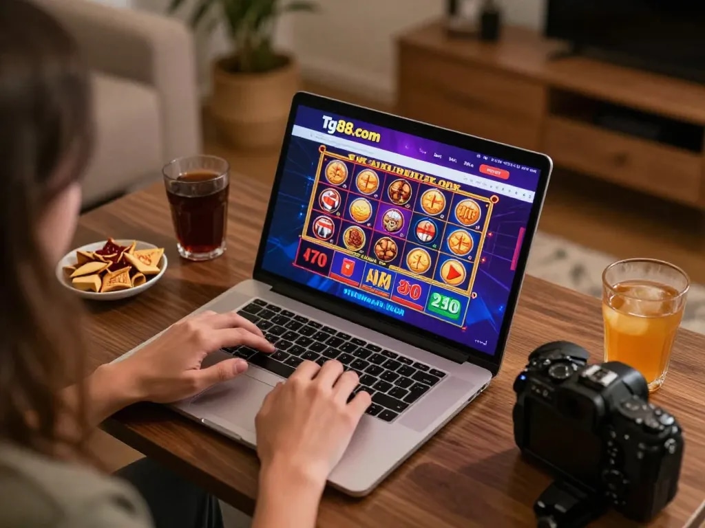 Engaged player enjoying games on Tg88.com during an exciting online casino session