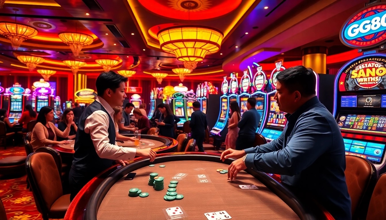 Engaged players enjoying a GG88 casino experience at the luxurious blackjack table.