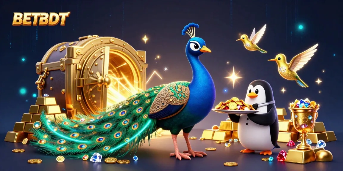 Join the excitement at BETBDT with vibrant casino characters celebrating wealth and rewards in an enchanting scene.