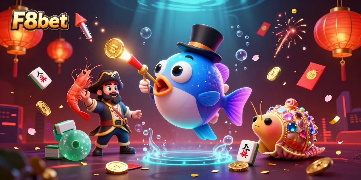 Experience thrilling games at F8bet with vibrant treasures and characters in an engaging casino environment.