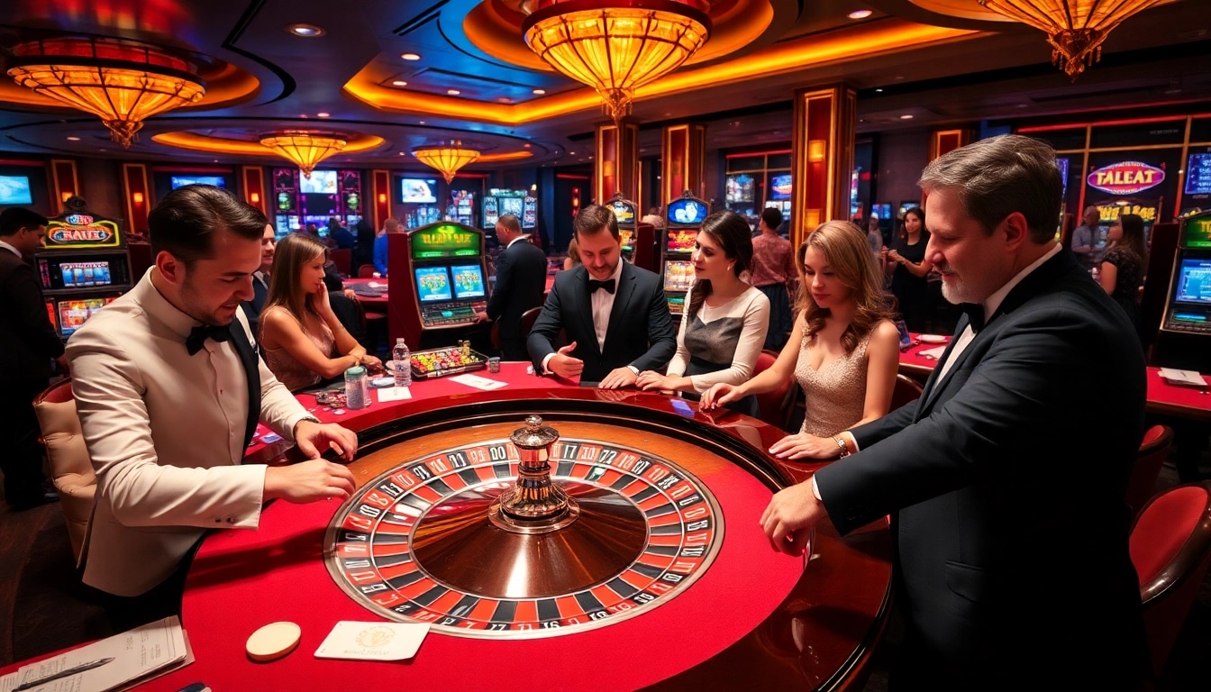 High-stake gamblers enjoying the thrills of gaming on https://88ii88.com/ with vibrant casino elements.