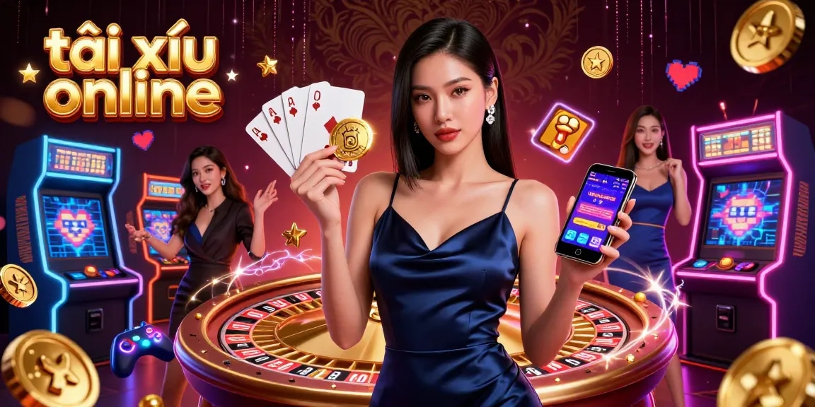 Engage in tài xỉu online with a stunning scene of a woman enjoying gameplay at a casino.