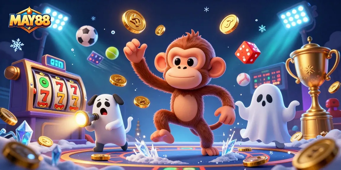 MAY88 showcases an exciting 3D casino scene with dynamic elements, enhancing your gaming adventure.