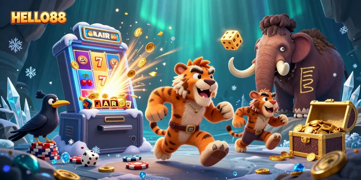 Win exciting rewards at HELLO88 with colorful casino games surrounded by vibrant elements.