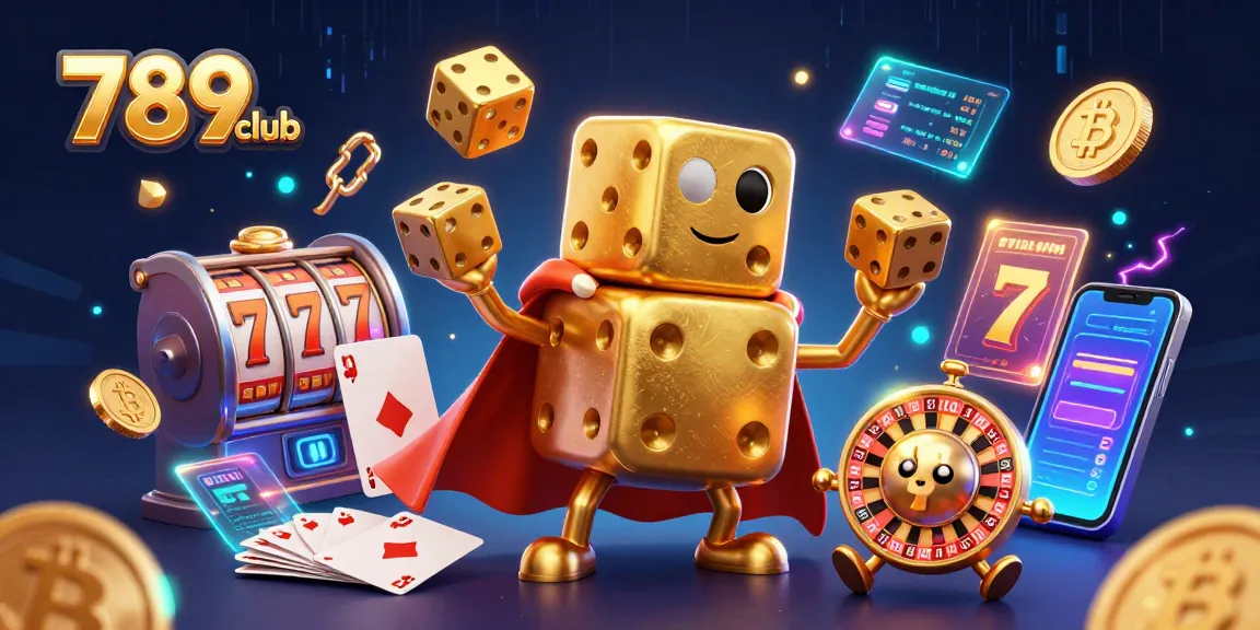Engage with 789club's exciting casino action featuring a dynamic golden dice golem amidst vibrant game elements.