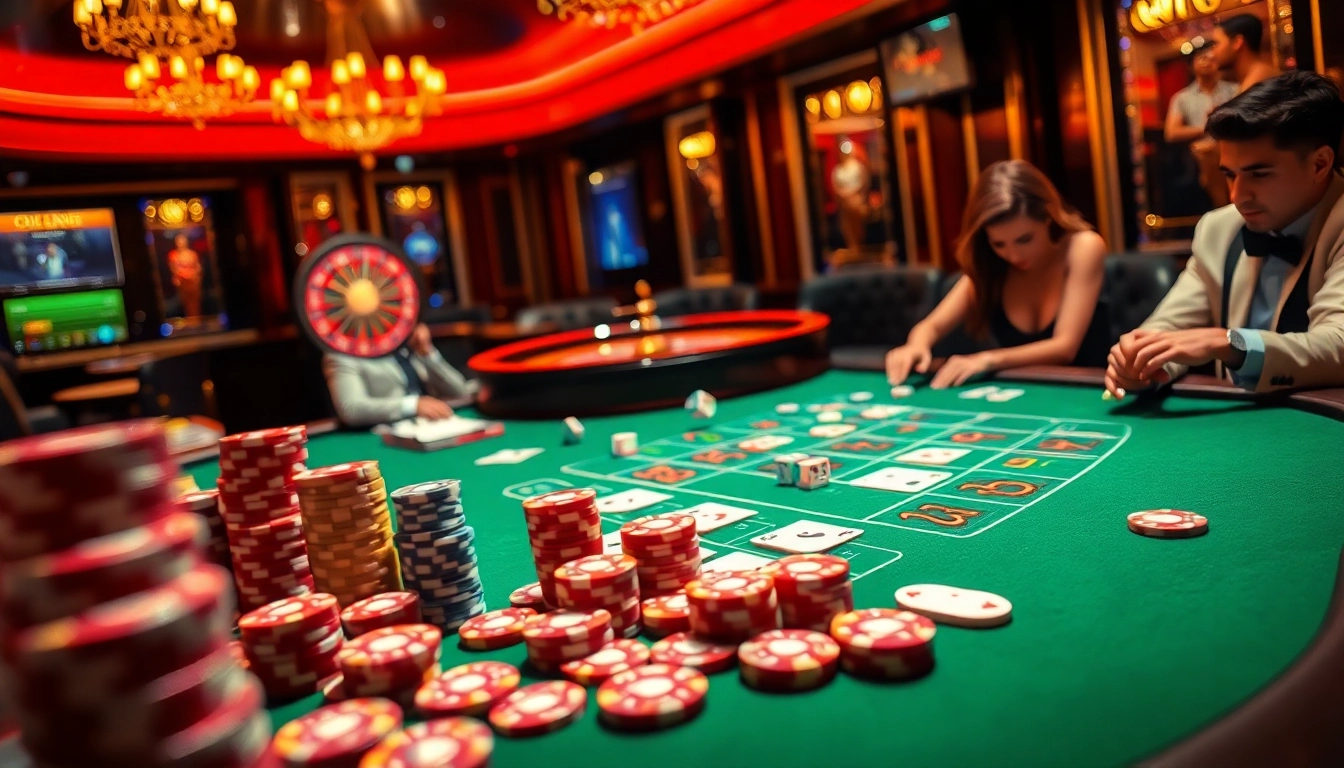 Engaging gambling scene showcasing the excitement of 8kbet.town with vibrant casino elements.