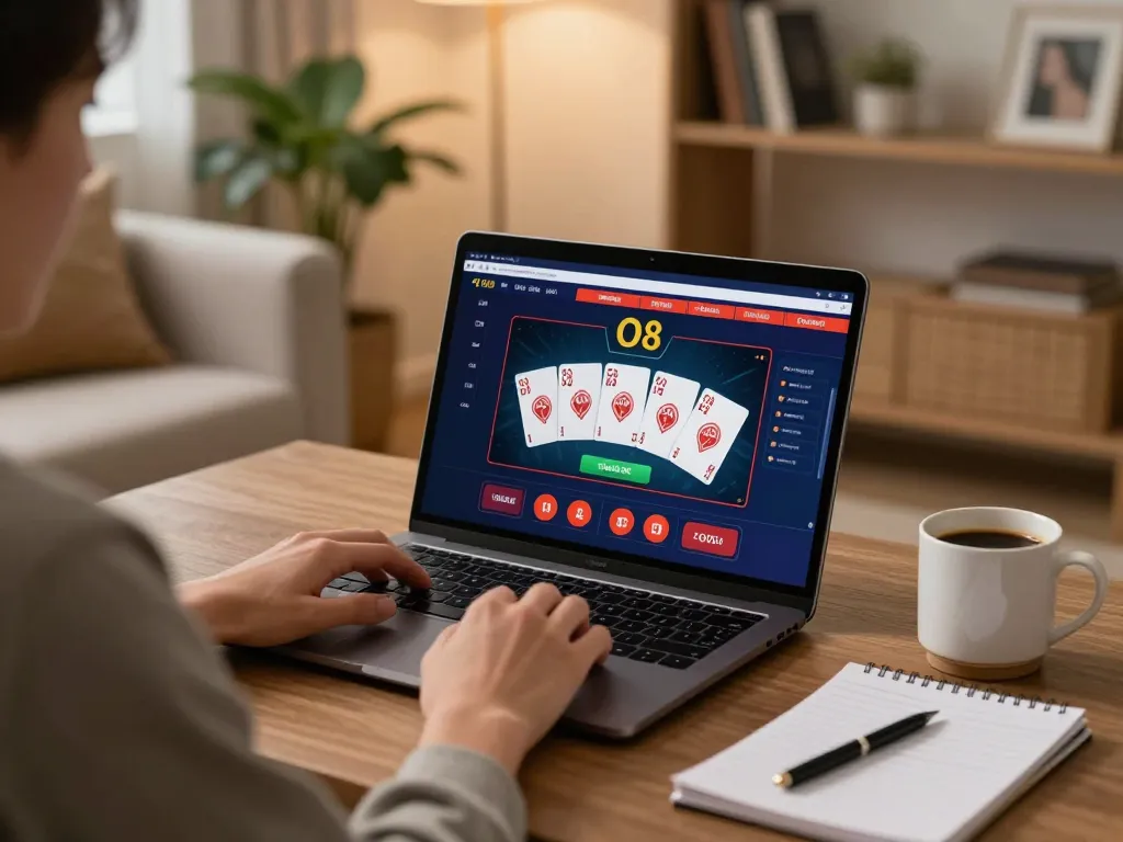 Play online at O8 casino with strategic insights in a cozy home setting.