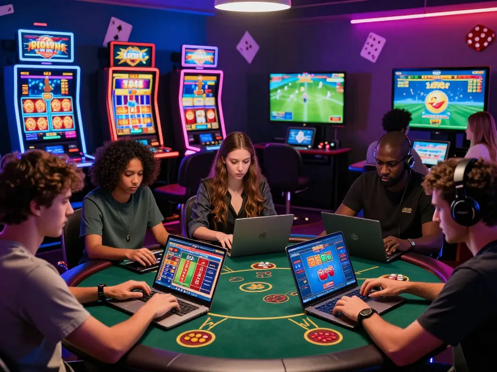 Engaging online gambling scene showcasing Nhà cái TR88 players enjoying diverse casino games.