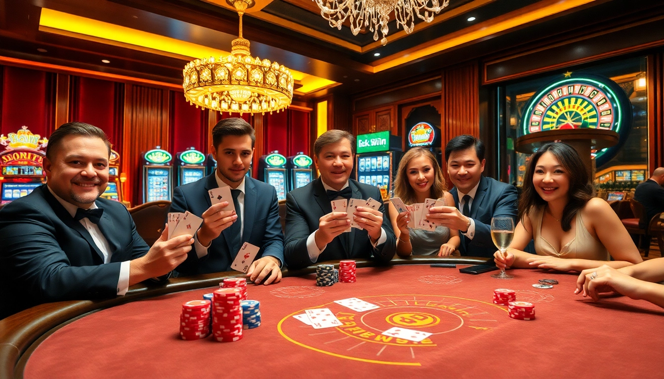 Players at a luxurious poker table showcasing the excitement of winning at kk win casino.