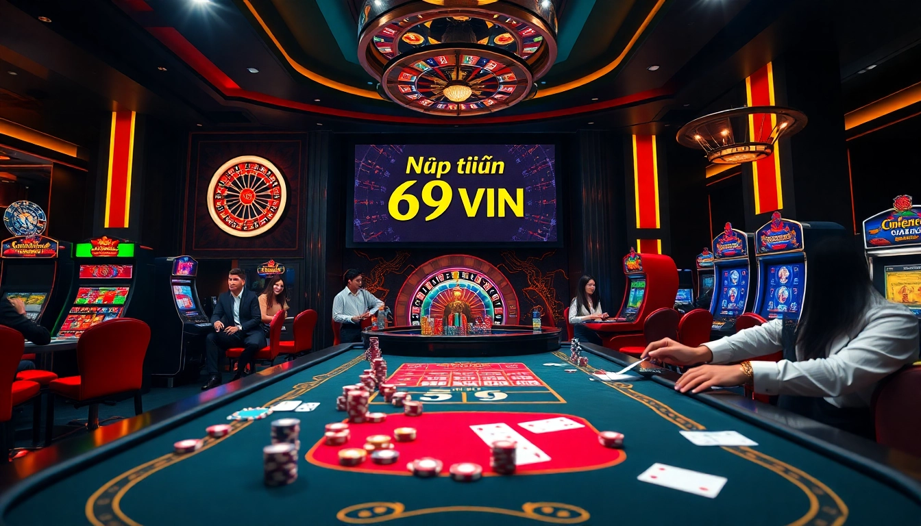 Nạp tiền 69VN at a vibrant casino table with colorful chips and exciting gameplay.
