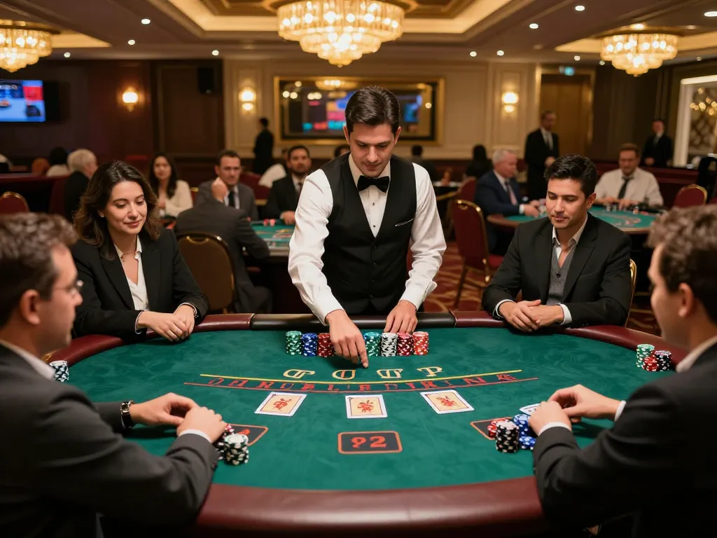 Players enjoying a live blackjack game at KKBD Bangladesh casino, emphasizing excitement and strategy.
