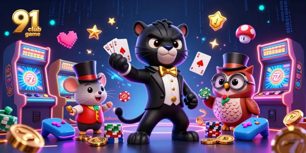 Engage in thrilling gameplay with the 91 club game featuring iconic characters and vibrant casino elements.