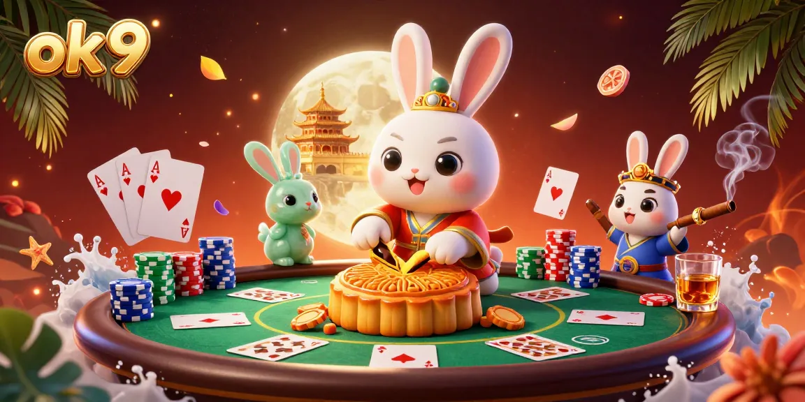 Engage in thrilling gameplay at ok 9 with a vibrant 3D illustration featuring poker elements.