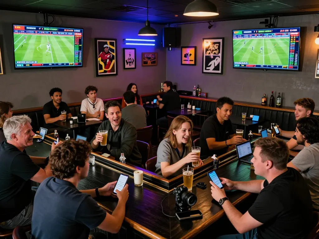 Cakhiatv viewers placing sports bets in an exciting live sports bar atmosphere.