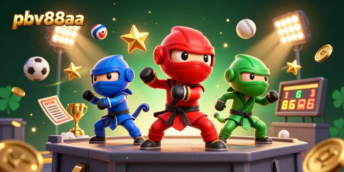 Play engaging games at pbv88aa with energetic ninjas showcasing gambling excitement.