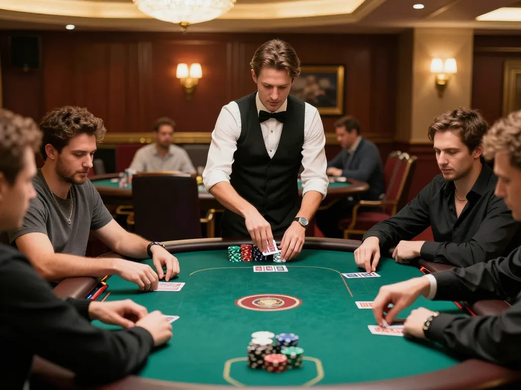 Engaged players at a poker table showcasing strategies inspired by https://du88.autos/ in a vibrant casino environment.