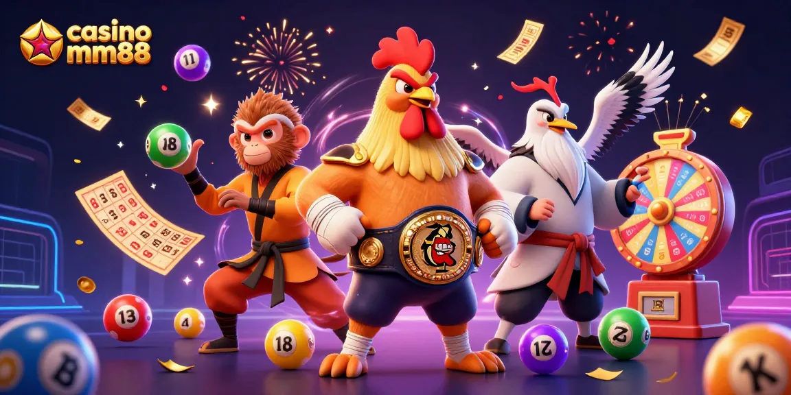 Experience the excitement of casino mm88 with dynamic characters and vibrant lottery elements.