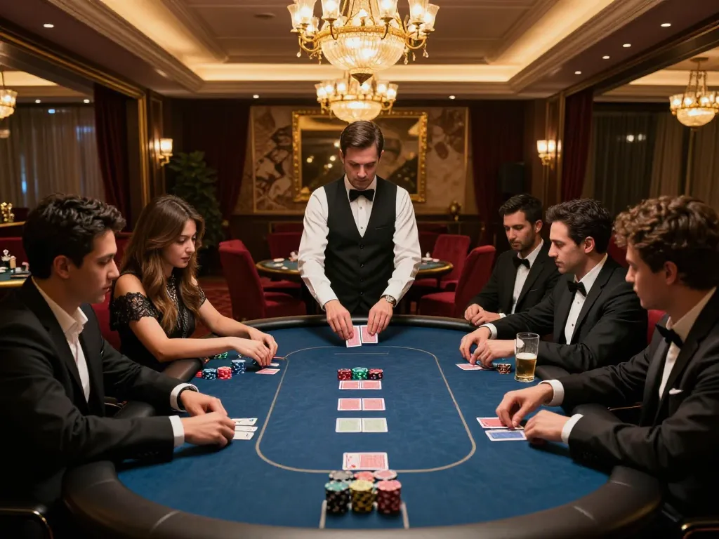 SC88 players engaging in strategic poker gameplay within a luxurious VIP casino environment.