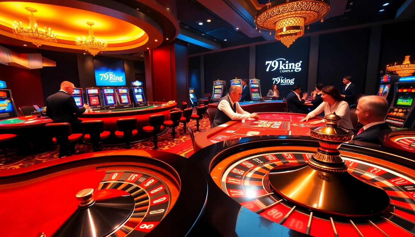 Experience the thrill of gaming at 79king.com with vibrant poker tables and roulette wheels.