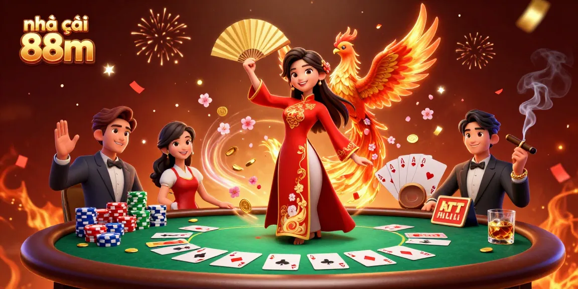 Bet on nhà cái 88m with a thrilling poker scene and vibrant 3D characters.