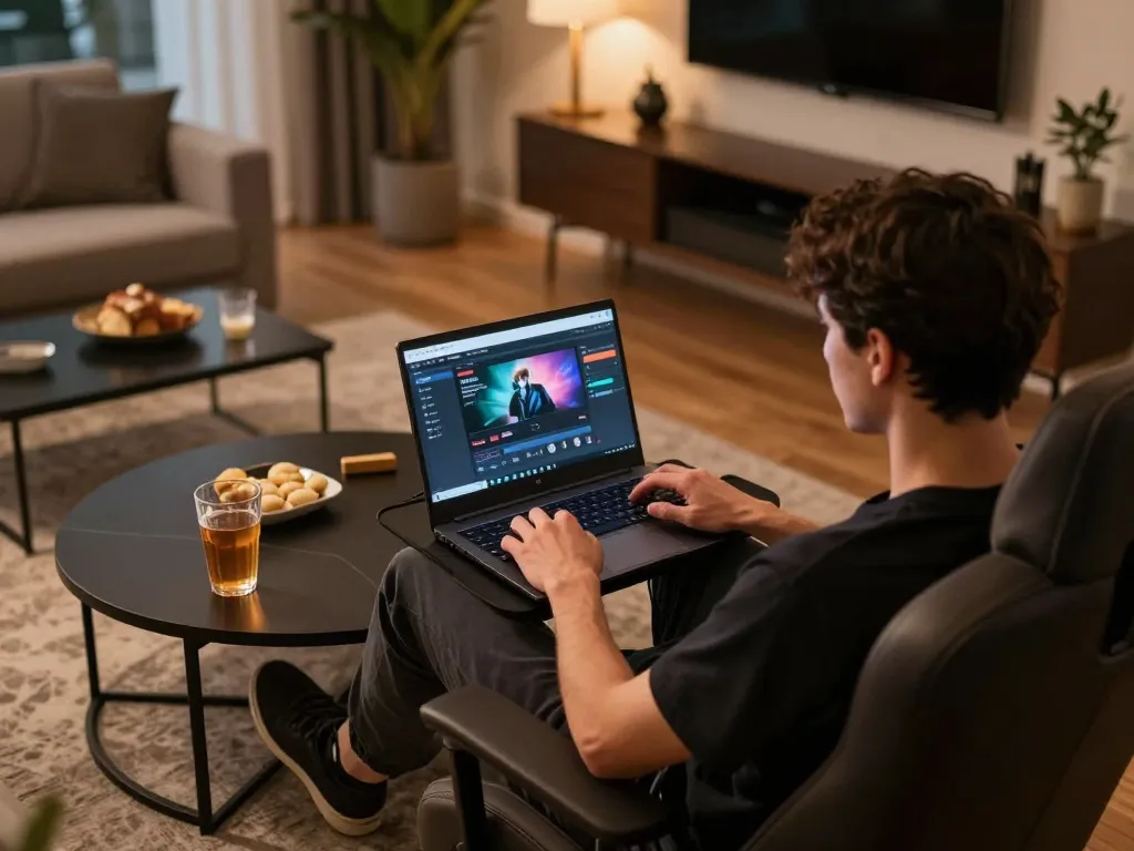 Xin88 player engaging with online casino gameplay on a laptop, showcasing interactive gaming interface.