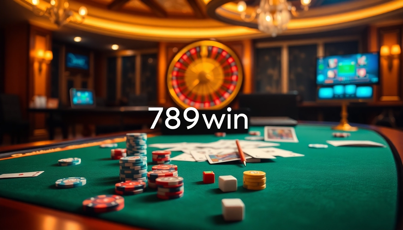 Excited players gambling at a thrilling 789win casino table with cards and chips.