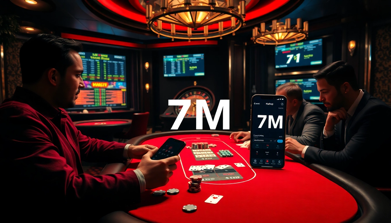 Experience thrilling gambling strategies with 7M at a high-stakes poker table.