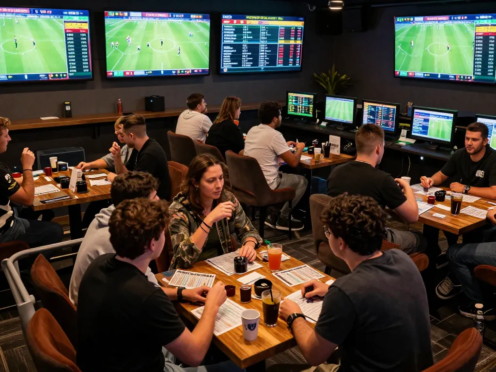 Socolive streamers engaged in lively sports betting, analyzing game data, and placing bets.