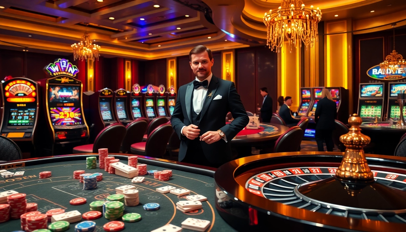 Dynamic gambling action at https://bj88h.org/ with a luxurious casino table and vibrant poker chips.