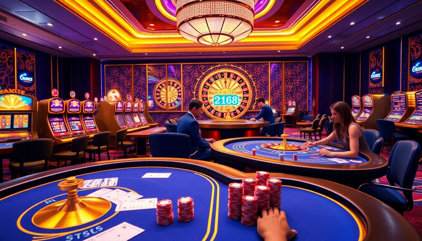 Experience thrilling online gambling at nhà cái sky88 with vibrant casino tables and exciting games.