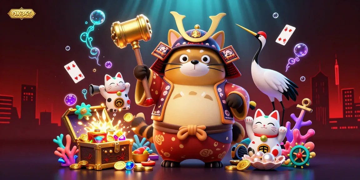 Engage in thrilling gameplay with OK365's vibrant illustration featuring unique characters.
