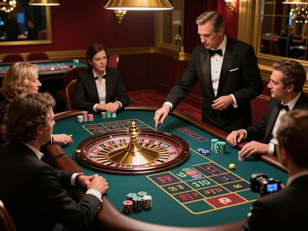 Players engage in high-stakes roulette with 789win, showcasing an elegant casino atmosphere.