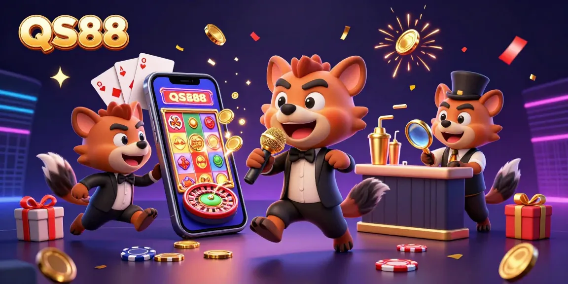 Engage with the comedy casino club experience at QS88 featuring lively hyenas illustrating a vibrant gaming atmosphere.