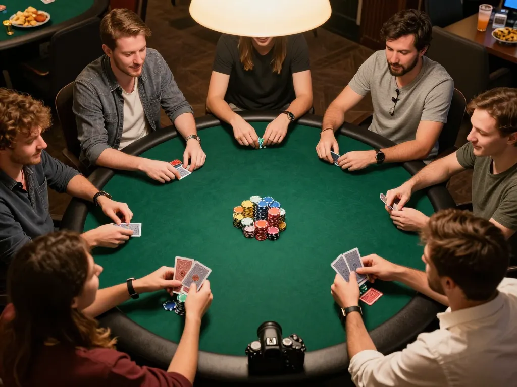 A thrilling poker night with players enjoying a game while connecting on https://tr88.pics/ as chips are stacked and drinks are shared during exciting gameplay