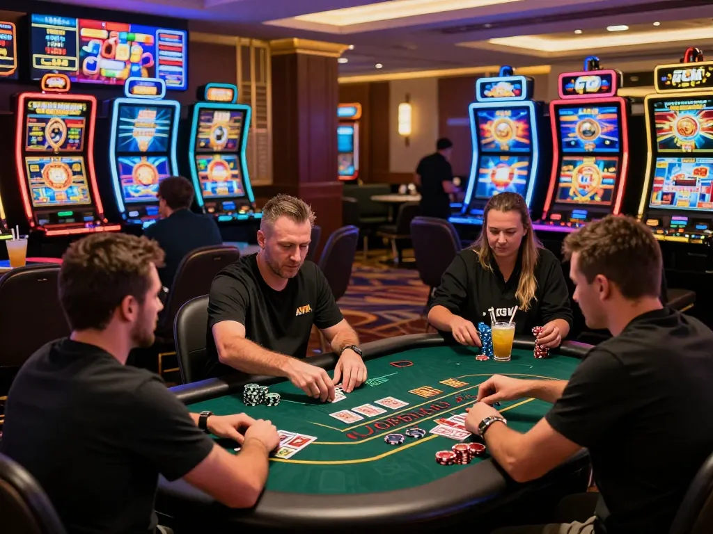 Exciting gaming atmosphere at 789club casino with players enjoying blackjack.