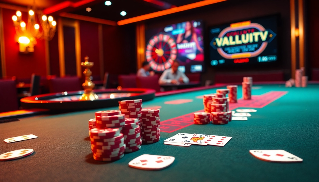Players experience a high-stakes game at vaoluoitv's vibrant casino table.