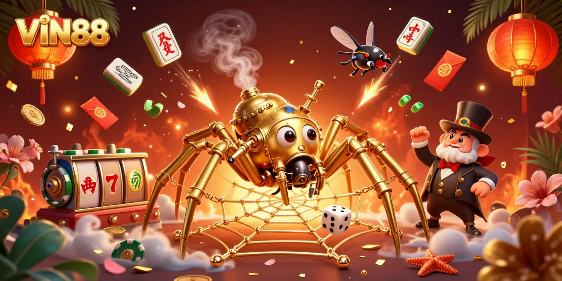 Experience the excitement of VIN88 with a rich visual of steampunk elements and casino themes.