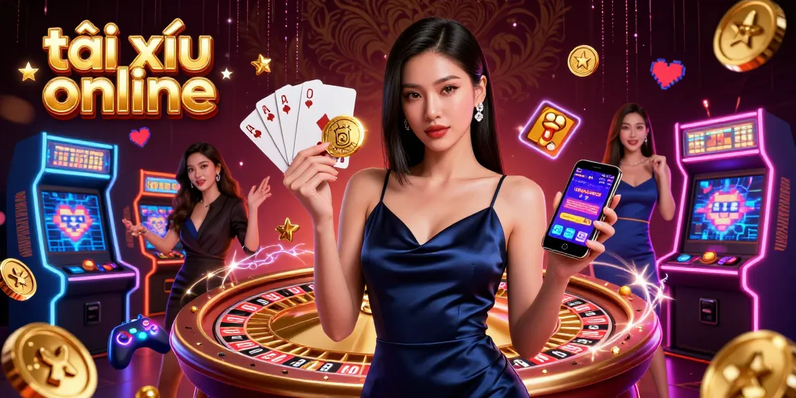 Engage in tài xỉu online with a stunning scene of a woman enjoying gameplay at a casino.