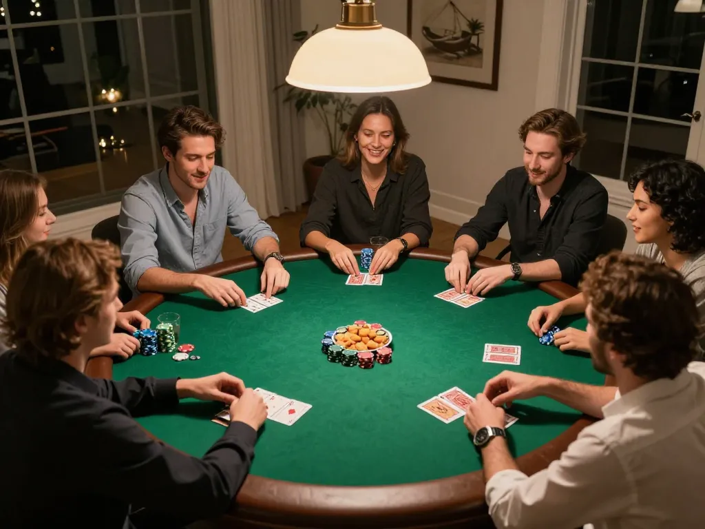 Enjoying a friendly poker game at home while exploring the sky88 link for entertainment options
