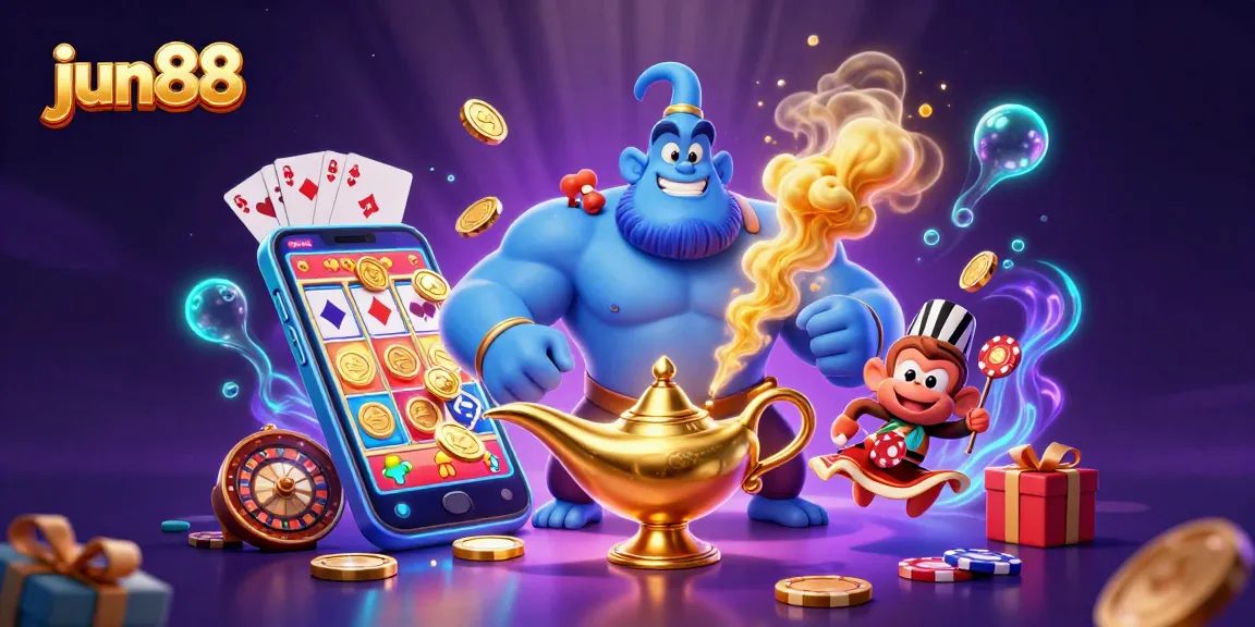 Experience the thrilling world of jun88 with immersive slot games and vibrant casino action in a magical scene.