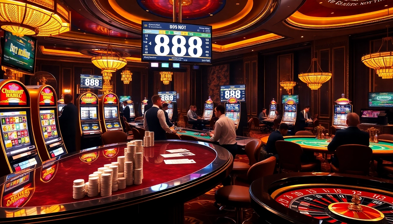 Experience the thrill of gambling at https://888new.nl/ with a stunning casino scene filled with action.
