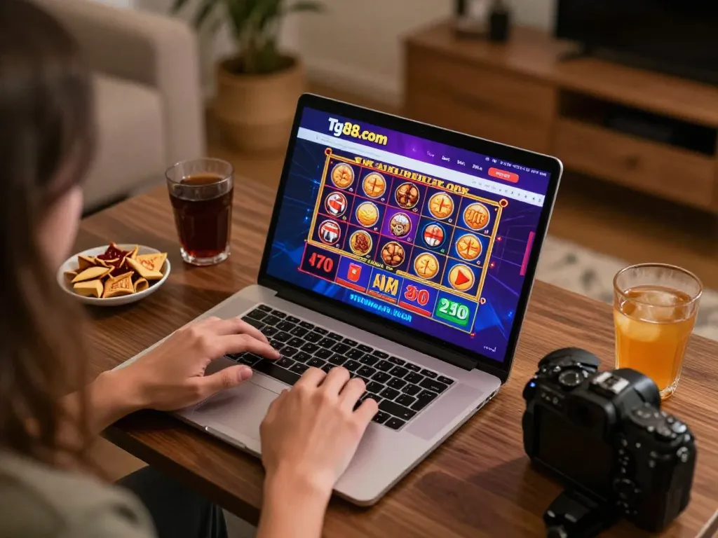 Engaged player enjoying games on Tg88.com during an exciting online casino session