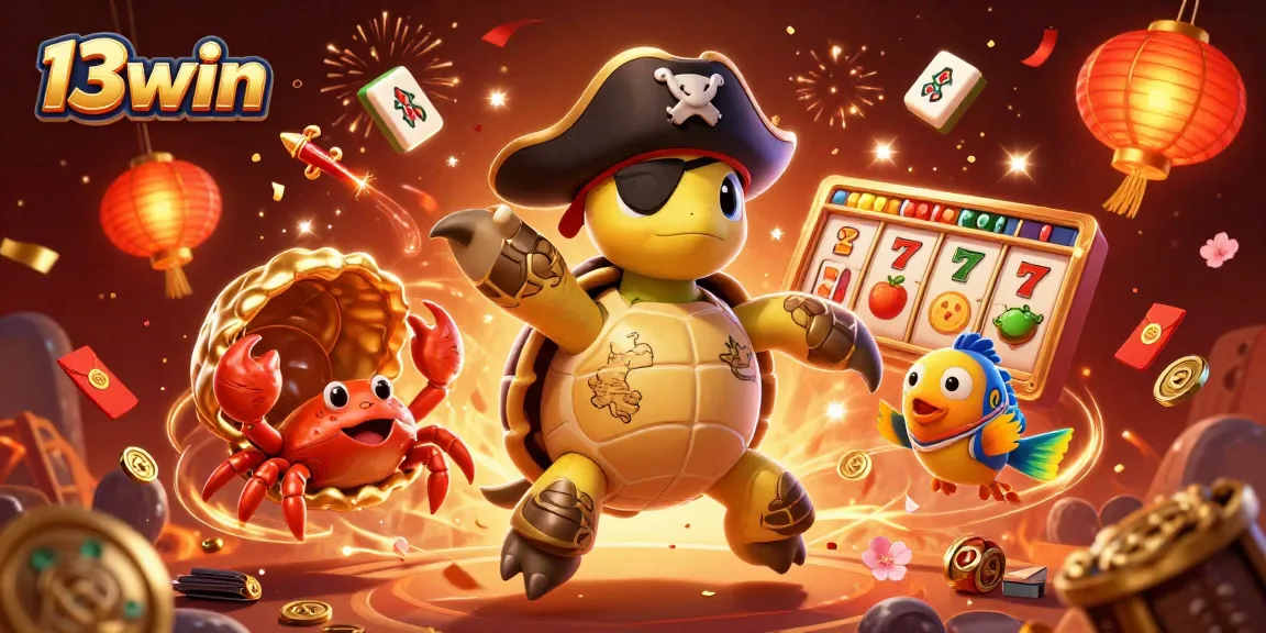 Engage with 13win's exciting world of gambling featuring vibrant characters and energetic slot elements.