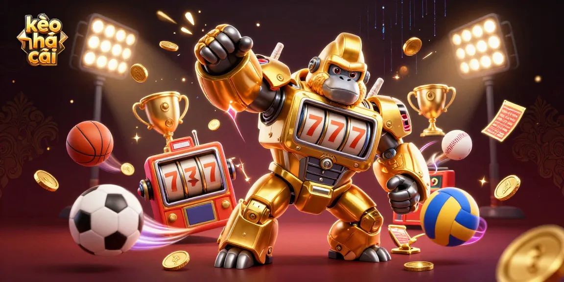 Engage in kèo nhà cái updates with vibrant 3D sports-themed illustration depicting dynamic betting elements.