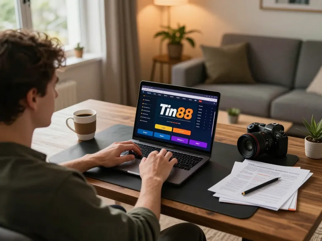 Tin88 user placing strategic bets on an online sports interface at home, showcasing engaging gameplay.