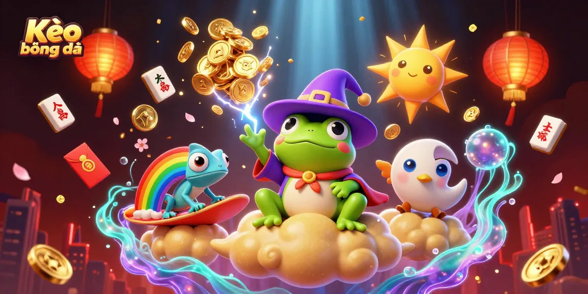 Engage with Kèo bóng đá in a vibrant gambling scene featuring mystical creatures and festive elements.