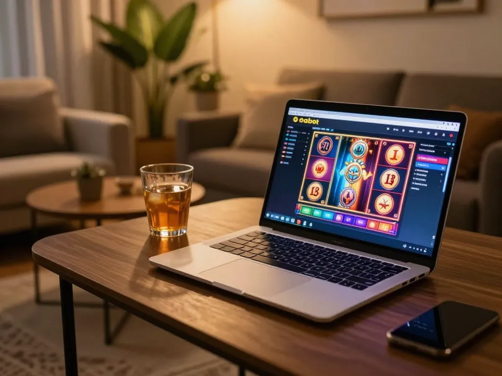 Engaging online gaming experience with nhà cái onbet casino interface visible on a laptop screen