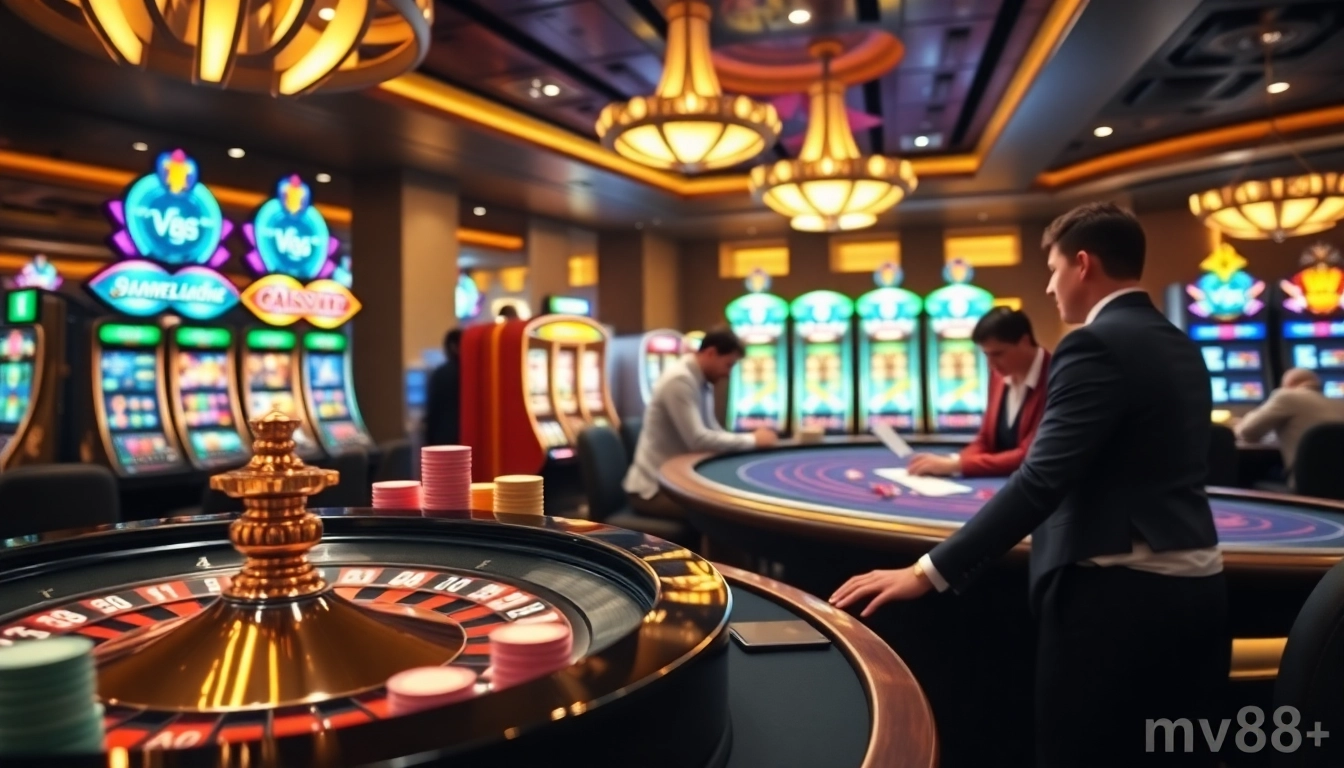 Experience the excitement of mv88 with vibrant casino tables and dynamic slot machines.