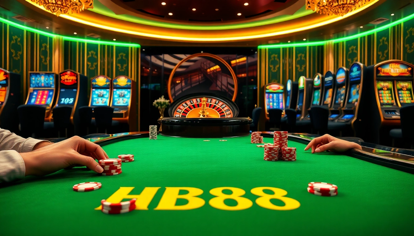 HB88 poker night featuring luxury chips and roulette wheel creating an exciting atmosphere.